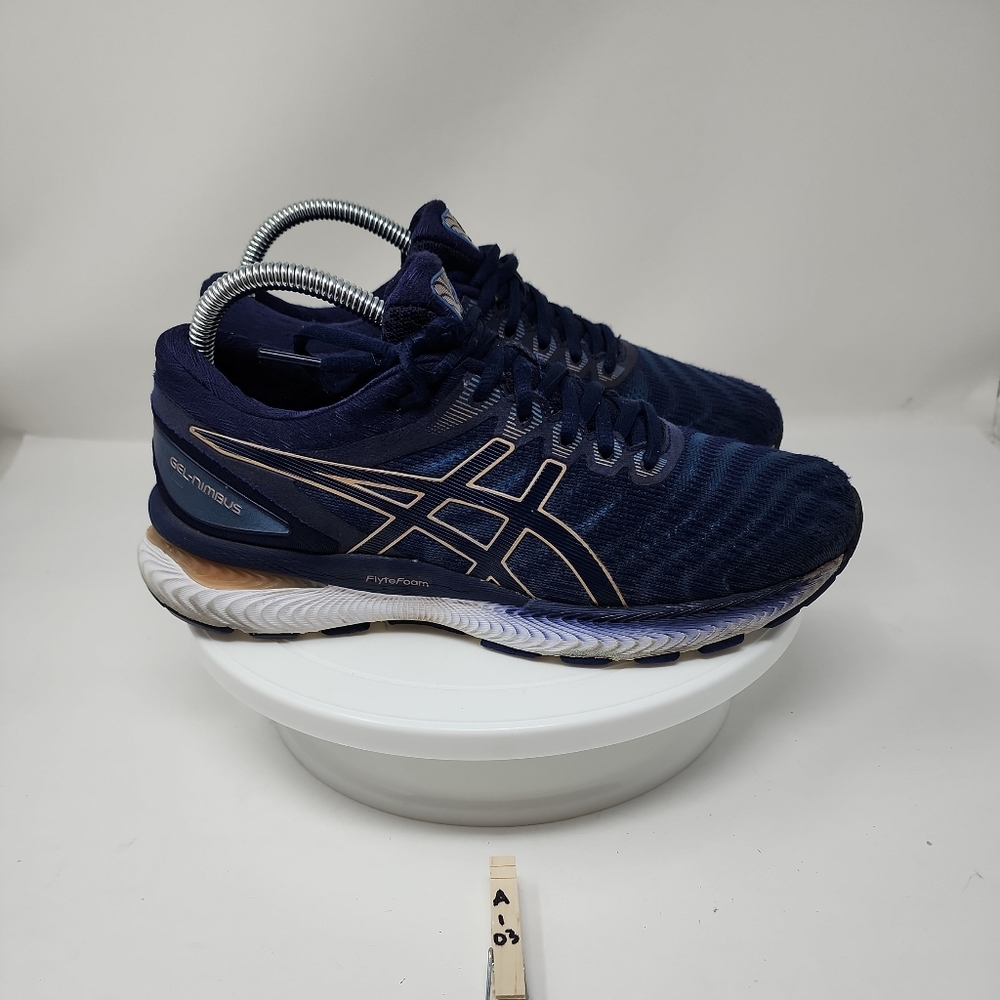 Asics Gel Nimbus 22 Womens SZ 8.5 1012A587 Blue grey Running Shoes Sneakers
